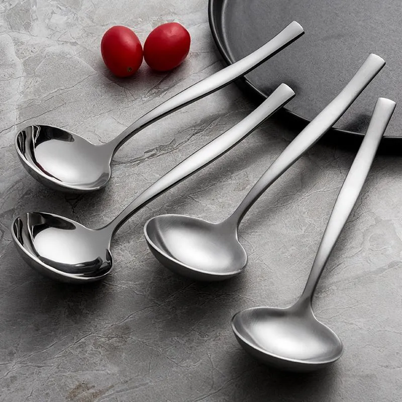 19cm Spoons de Aço Inoxidável Longa Punho Culinária Sopa Sopa Spoons Espessas Sobremesa Scoop Sopa Sopa Scoop Home Cozinha Ferramenta LLF10750