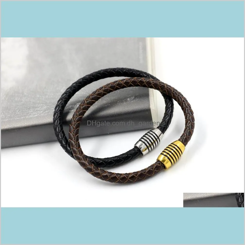 weave leather bracelet silver gold magnetic clasp braid bracelet wristband cuff women men fashion jewelry will and sandy drop ship