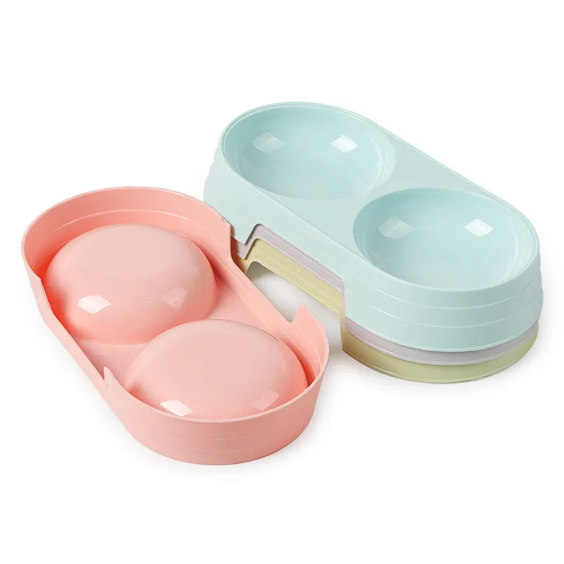 Double Dog Cat Bowls Splash-proof Pet Food Water Feeder For Dog Puppy Cats Pets Supplies Feeding Dishes Pet Bowl yq00980