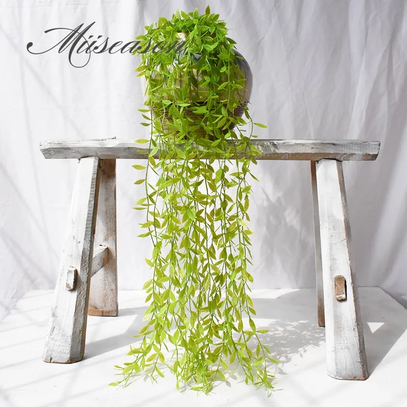 110cm long Artificial water willow vine Fake Green leaves hanging Rattan decor for wedding home garden landscape wall decorative