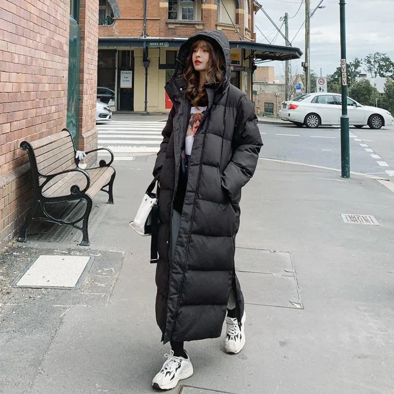QNPQYX Long Winter Jacket Parka Hem Extra Maxi X-Long Women Coat Large Size Plus Female Overcoat Clothing Outerwear Cotton Down Hood