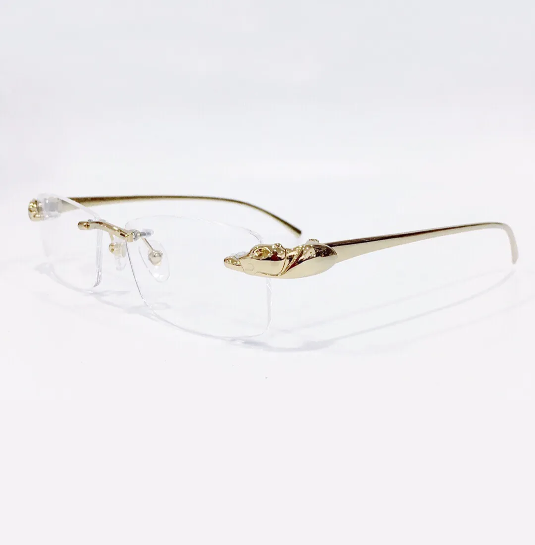 Eyeglasses Rimless Frames Optical Glasses Metal Frameless Eyeglasse Gold Frame Clear Lens for Men Fashion Sunglasses Frame with Box