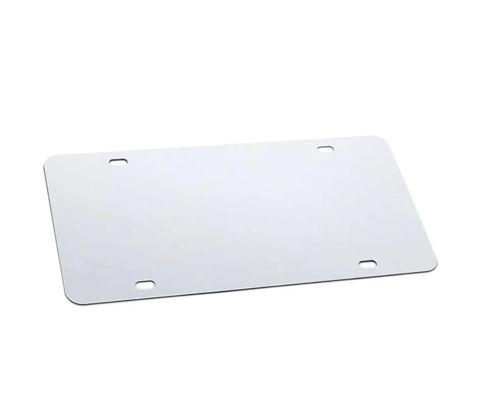 Sublimation Aluminum License Plate Household Sundries Blank White Aluminium Sheet DIY thermal transfer advertising plates custom logo 9.5*19.5cm 4 holes 2 holes