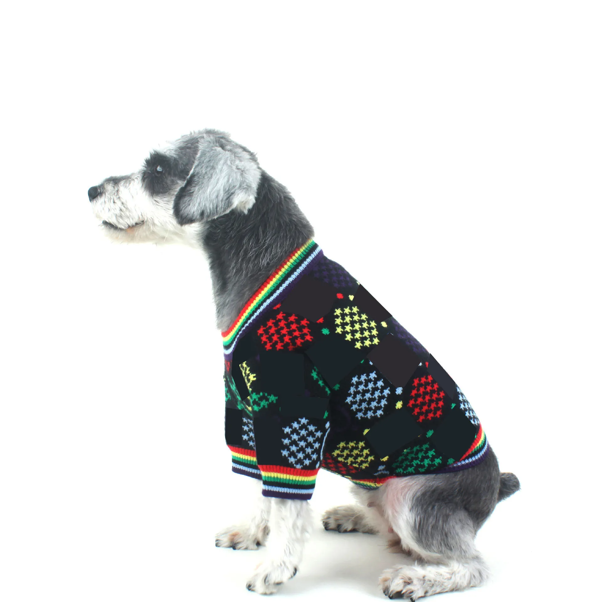 Maglione colorato per animali domestici Abbigliamento di marca Lettera completa Maglietta per animali domestici Abbigliamento per cani Abbigliamento invernale per cani Schnauzer caldo