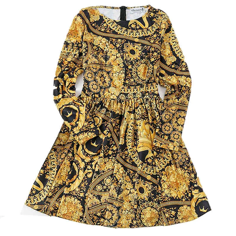 green emerald velvet dress The Lucetta Dress in Gold Baroque Floral 0-0 / Gold Baroque Floral main image 0