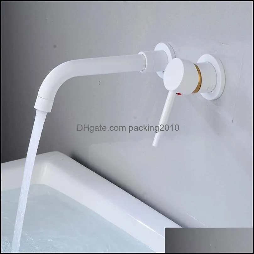 Modern Wall-Mount Mixer Tap Bathroom Sink Faucet Swivel Wall Spout Bath L9CC