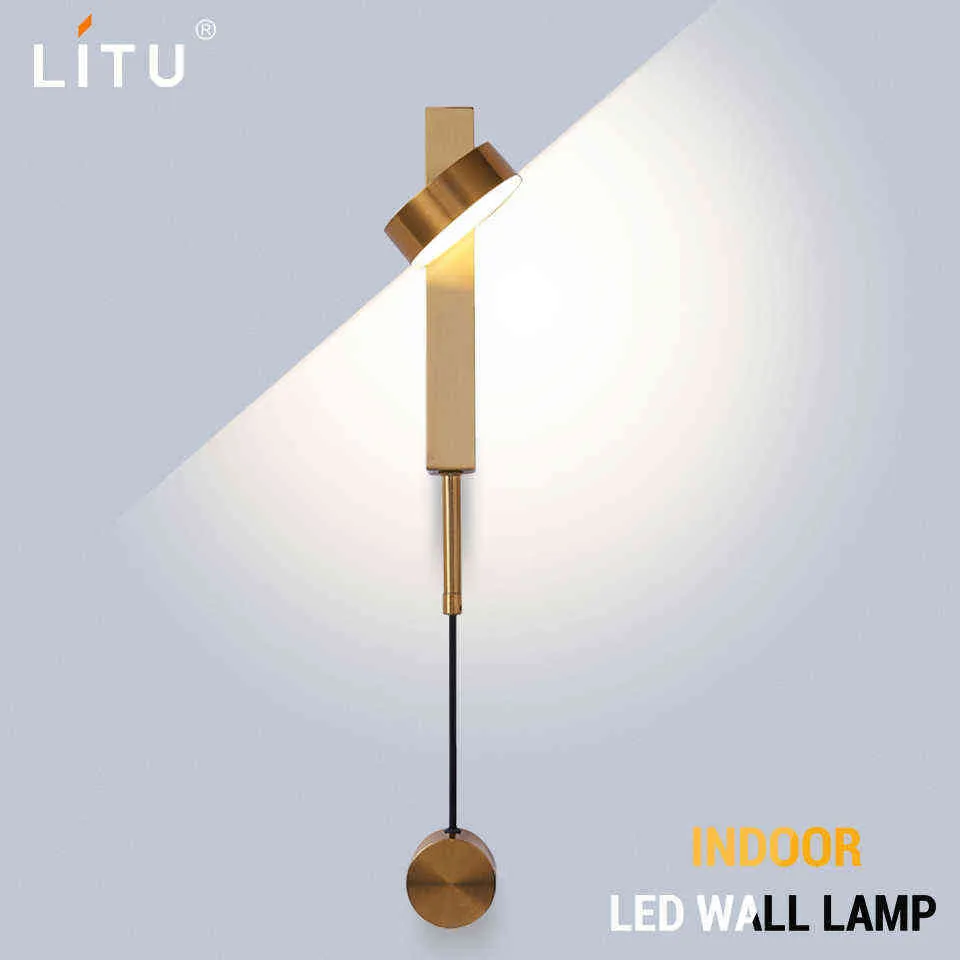 Lampade da parete per interni a LED interruttore dimmerabile a rotazione luce a led moderna stai deco sconce soggiorno apparecchio dorato 210724