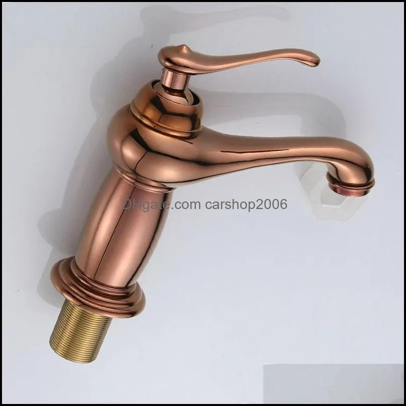 Bathroom Sink Faucets ZGRK Basin Faucet Rose Golden Water Mixer Taps Single Holder Hole Brass Wash Retro Faucet1