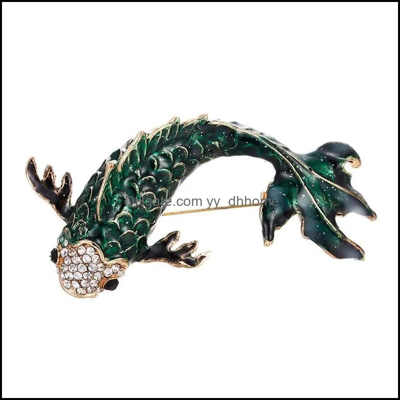 Pins, Brooches Enamel Fish For Women Available Large Carp Pins Animal Style Brooch Fashion Jewelry Coat Broch 3 Colors