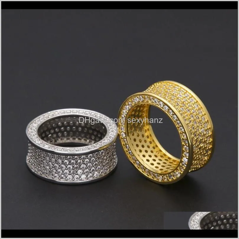 mens hip hop gold rings jewelry new fashion gemstone simulation diamond iced out rings for men