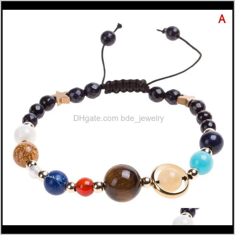 Beaded, Strands Bracelets Jewelrystylish Wild Galaxy Solar System Eight Planets Theme Natural Stone Beaded Fashion Bracelet High Quality Drop