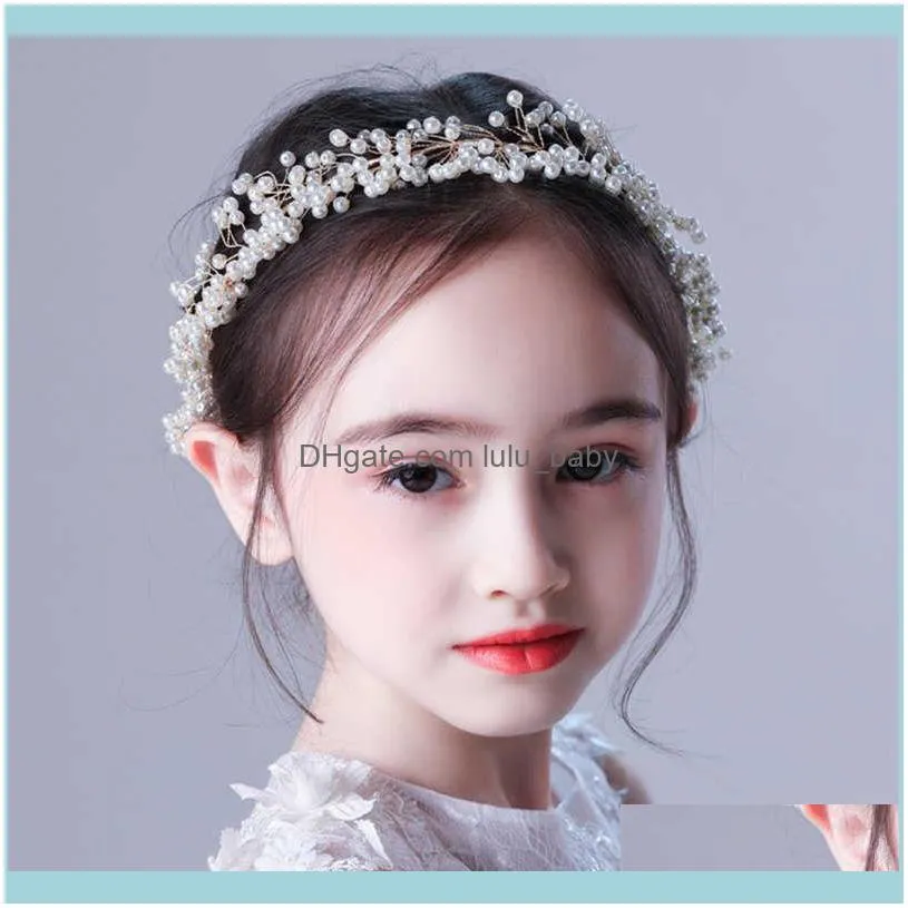 FORSEVEN Gold/Silver Color Pearls Headband Headpieces Women Kids Tiara Bride coroa Noiva Wedding Hair Jewelry Accessories