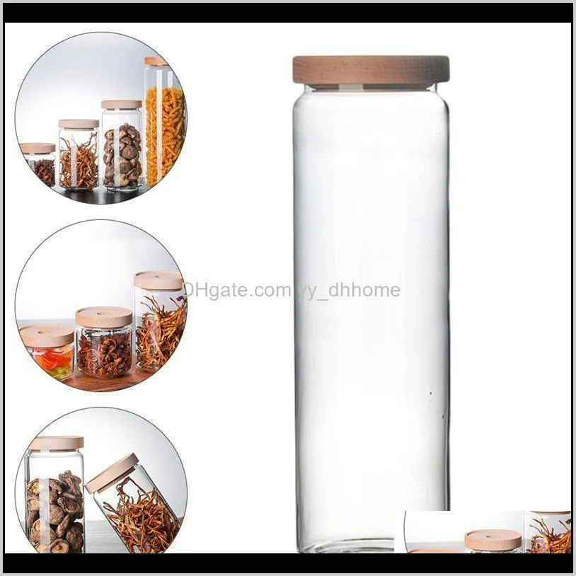 1pc glass sealed can candy jar storage tank beech lid canister cafe coffee container