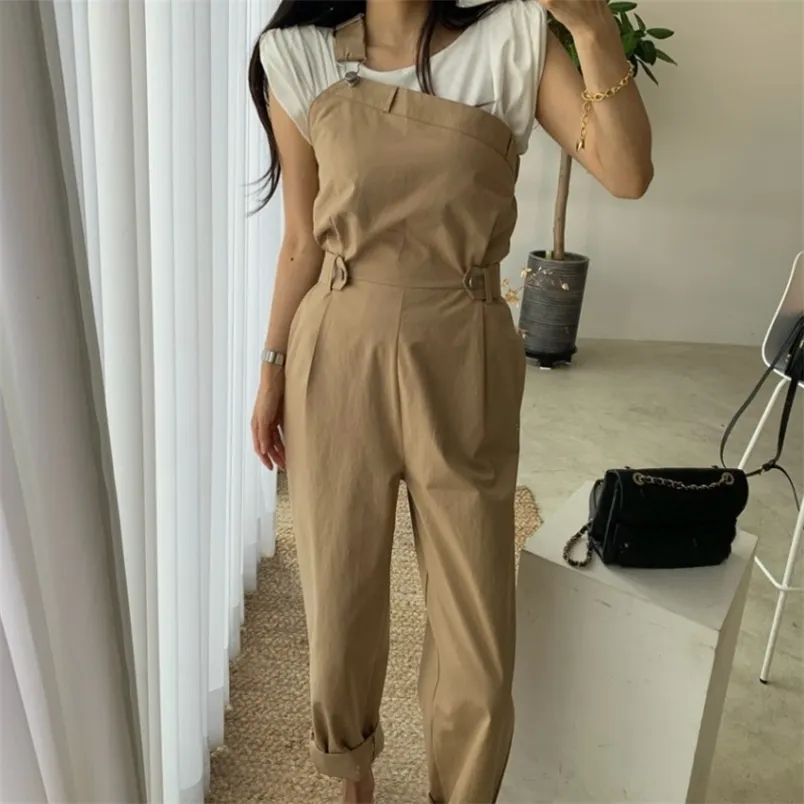 Fashion Summer Women Playsuits sexy one shoulder strapless High Waist Pants Rompers Casual Jumpsuit 210519