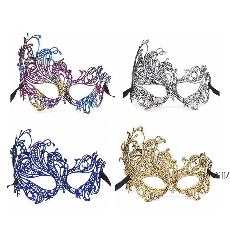 Sexy Colorful Bronzing Lace Mask Half Face Party Wedding Mask Fashion Dance Clubs Ball Performance Carnival Masquerade Masks LLF12662