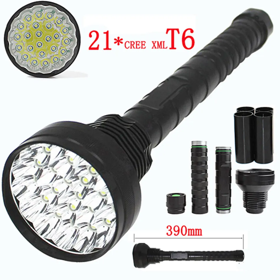 Tactical 21 LED Flashlights Portable XML T6 Hunting Lights With 5 Modes ...