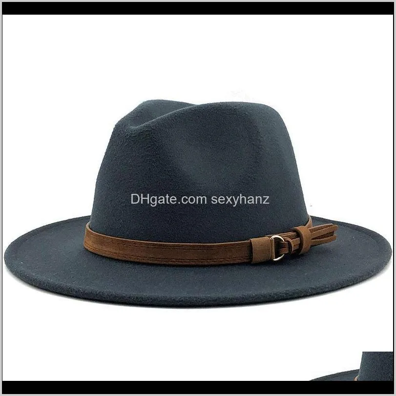 High quality ladies autumn winter hat simple hat suede leather leather fedora British-style jazz brim1