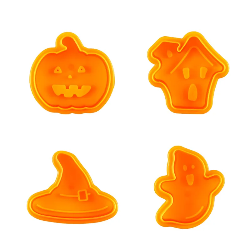 4pcs / set Halloween Cookie Mold DIY Bakingskärare för köksredskap Biscuitstämpelkocktillbehör HH21-674