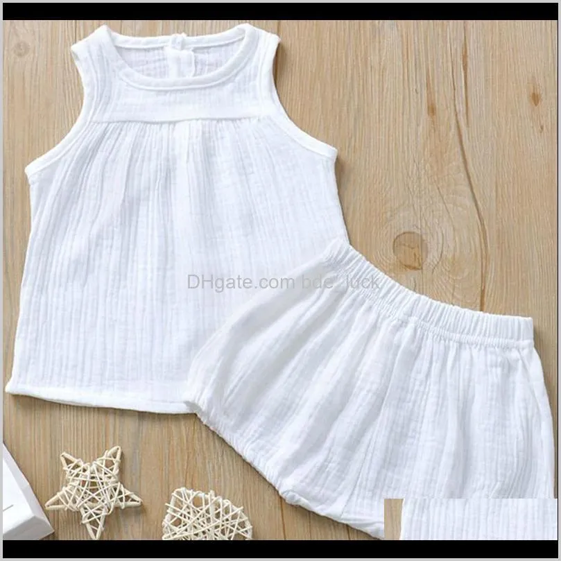 2020 Summer Linen Baby Boys Suits Cotton Kids Outfits Children Girl Clothing Set Newborn Vest Tops+Shorts Toddler Cloth 0-4Y