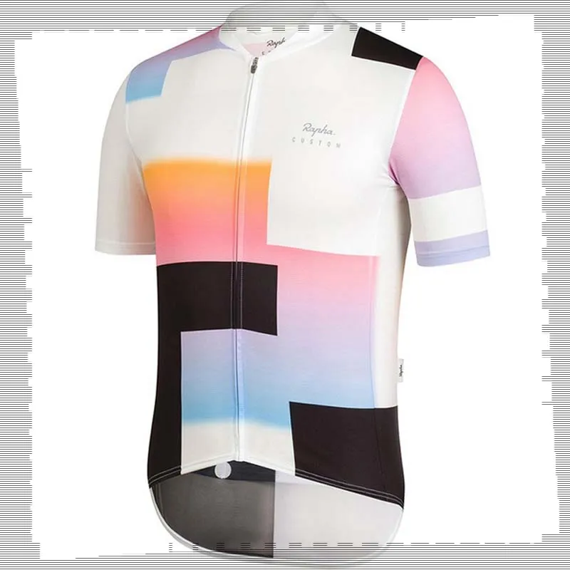 Pro Team Rapha Jazda na rowerze Jersey Mens Summer Szybkie Suche Sporty Jednolite Koszulki Rowerowe Road Rower Topy Wyścigi Odzież Outdoor Sportswear Y210412117 \ t