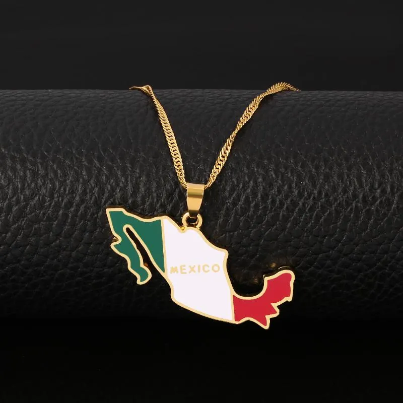 Messico Mappa Bandiera Collana Moda Nazione Fascino Donne Maglione Collare Speciale Festa Nazionale Memoriale Regalo Gioielli Collane con ciondolo210S