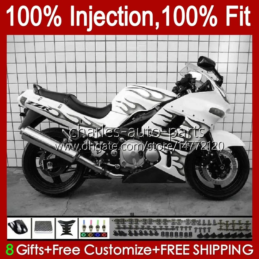 Kawasaki Ninja ZZR400 회색 화이트 New Zzr600 1994 1994 1999 1996 1998 1999 07 84HC.179 ZZR 400 600 ZZR-400 2001 2002 2003 2004 2004 2005 2006 2007 페어링