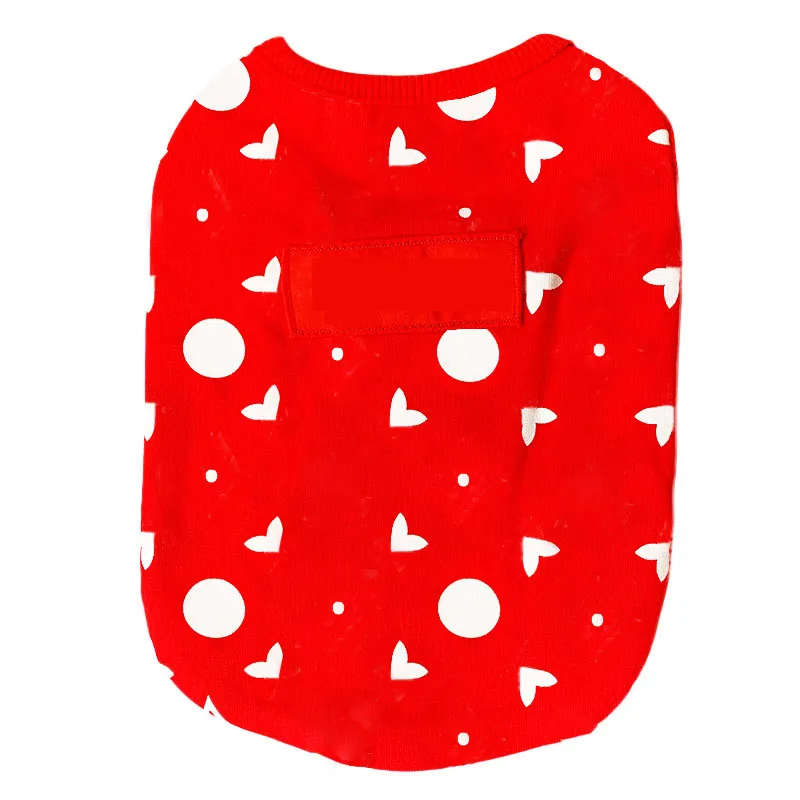 Vermelho impresso PET Colete T Camiseta Bonito Filhote De Cachorro Camisola De Cão Fato De Peluche Pug Pet Pets