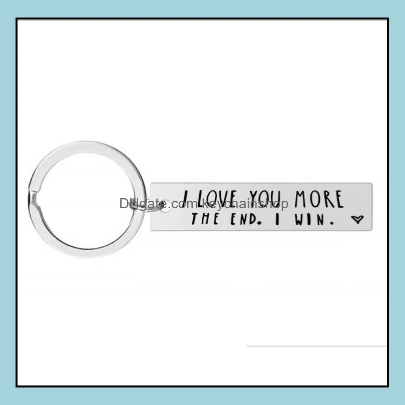 I Love You Most More The End Creative Keyrings I Win Couples Keychain Stainless Steel Key Holders Party Favor