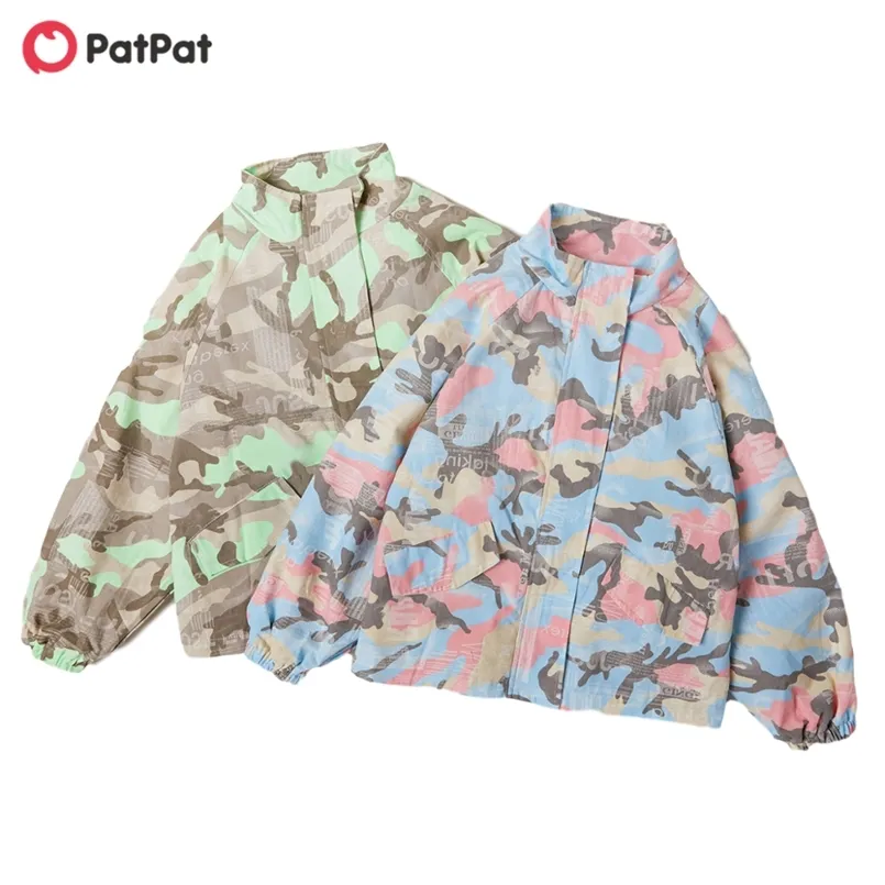 Outono e inverno crianças na moda camuflagem suporte de gola casaco para unisex parkas roupas 210528