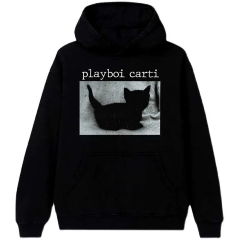 Herren Hoodies Fla Independent Playboi Carti Whole Lotta Red Black Cat Sweater Hoodie mit Kapuze für Männer und Frauen146