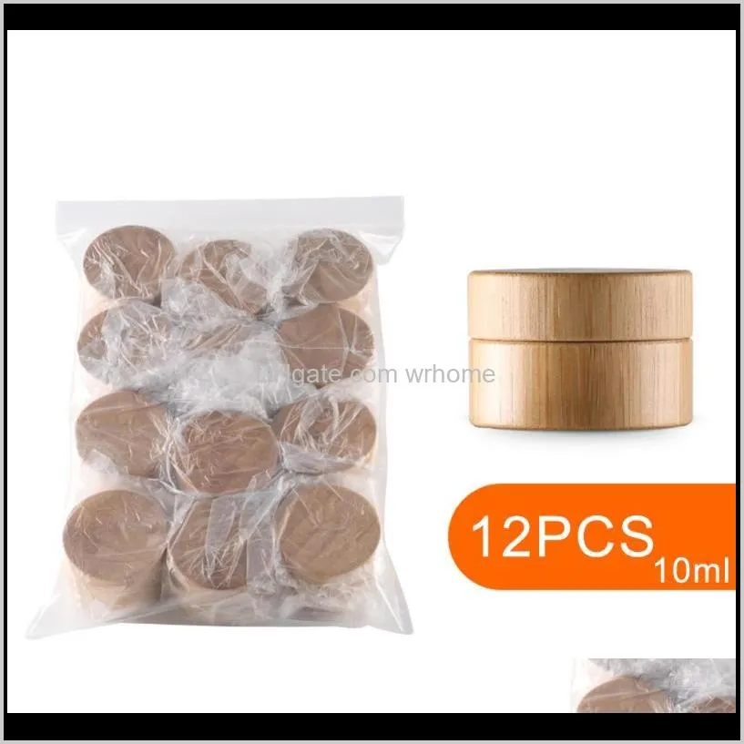 12pcs 5g bamboo bottle cream jar nail art mask refillable empty cosmetic makeup container storage box bottles & jars