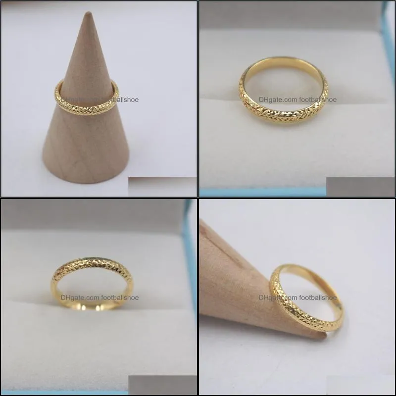 Pure Solid 18k Yellow Gold Ring Women Luck Full Star Band Ring 2.5mmW 0.7-1g US5-9 Y1124