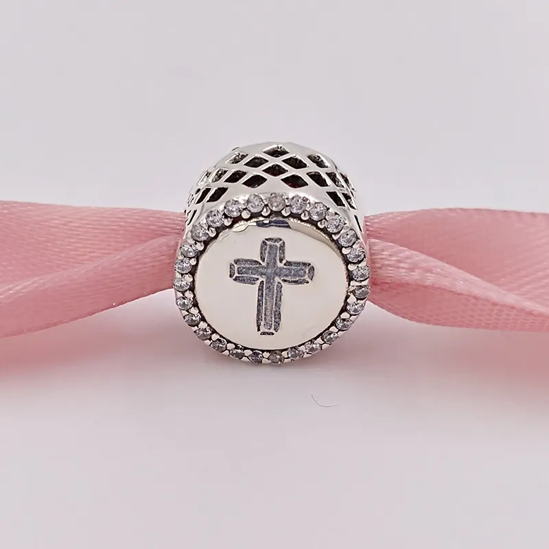 AnnaJewel 925 Sterling Silver Beads Faith Cross Charm Charms Fits