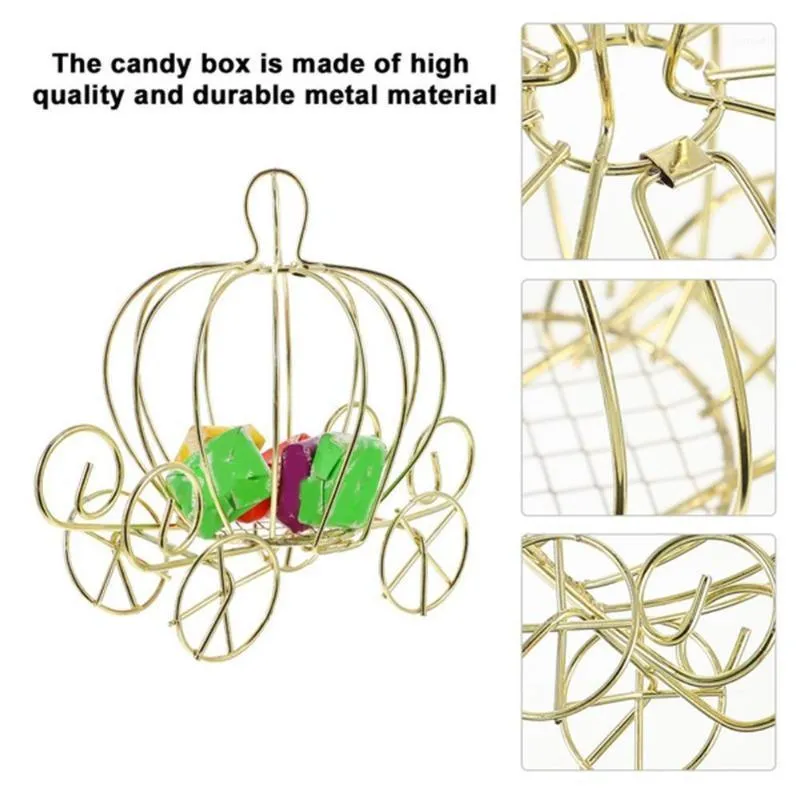 선물 랩 랩 단철 호박 마차 사탕 상자 웨딩 황금 카트 금속 크리스마스 파티 장식