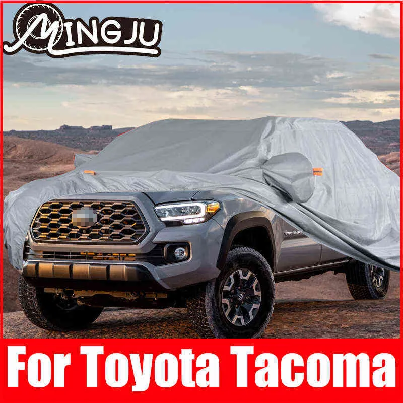 Pickup Exterior Caminhões Capa de carro Proteção ao ar livre Cobre coberturas de neve Sunshade impermeável poeira à prova de poeira para Toyota Tacoma Acessórios W220303