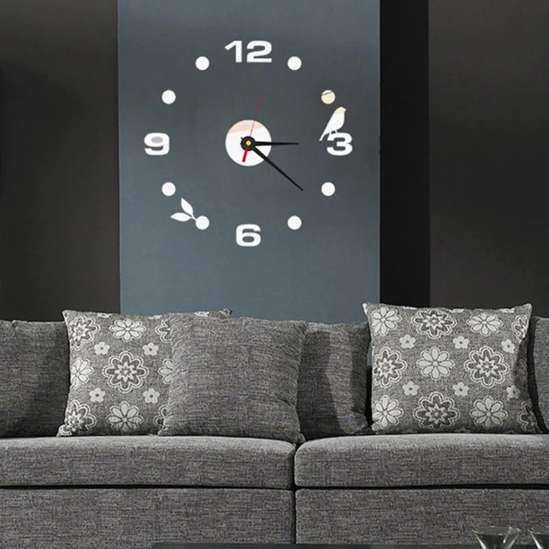 Relógios de parede Diy Large Clock Home Office Decor 3D Espelho adesivo de superfície adequado para a sala de estar do banheiro
