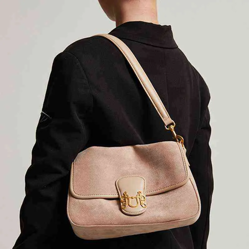 Shoulder Bags Vintage Pu Leather Bag Women Handbag Luxury Designer Suede Houndstooth Large Capacity High Quality Fashion Winter Bolsa 220207