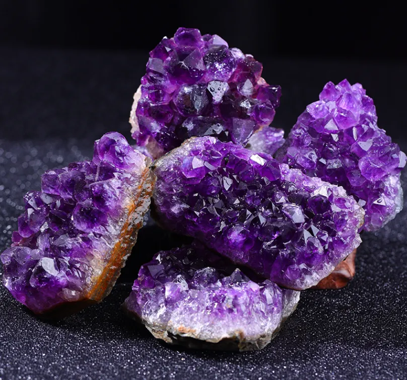 Natural Amethyst Crystal Cluster Quartz Raw Crystals Stone Decoration Ornament Purple Feng Shui Stone Ore Mineral