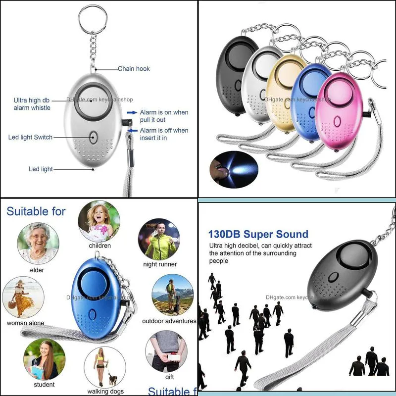 2021 130db sound Loud Egg keychain Shape Self Defense personal Alarm Girl Women Security Protect Alert Personal Safety Scream Keychain