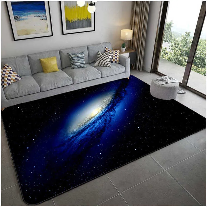 Galaxy Space Stars patroon Tapijten voor Woonkamer Slaapkamer Tapijt Kinderkamer speelkleed Zacht Flanel 3D Gedrukt Thuis Groot Tapijt Y264m