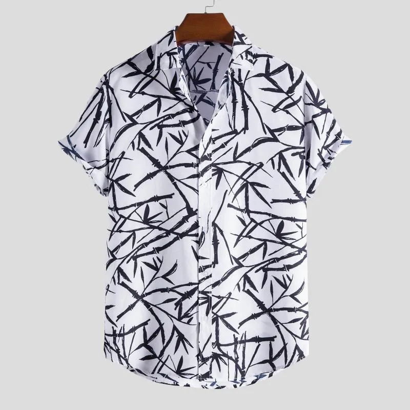 Men's Casual Shirts Men Printed Hawaiian Beach Shirt Blouse Tropical Button Top Flexible Comfortable Leaves Wild Chemise