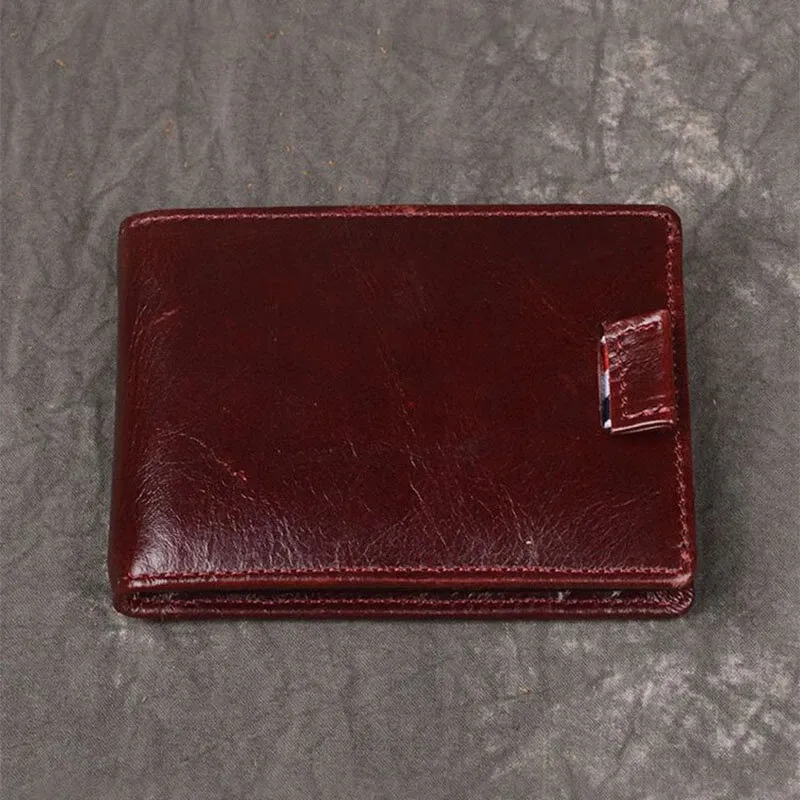 Homens Genuine Leather RFID anti-roubo antimagnético furto fácil carregar cartas bolsa de dinheiro wallet