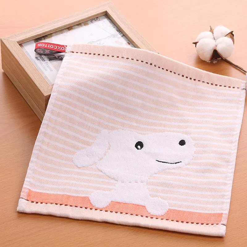 Pure Cotton Children`s Small Square Towel Soft Comfortable Cartoon Pattern Breathable Absorbent Face Wash Towels WH0055