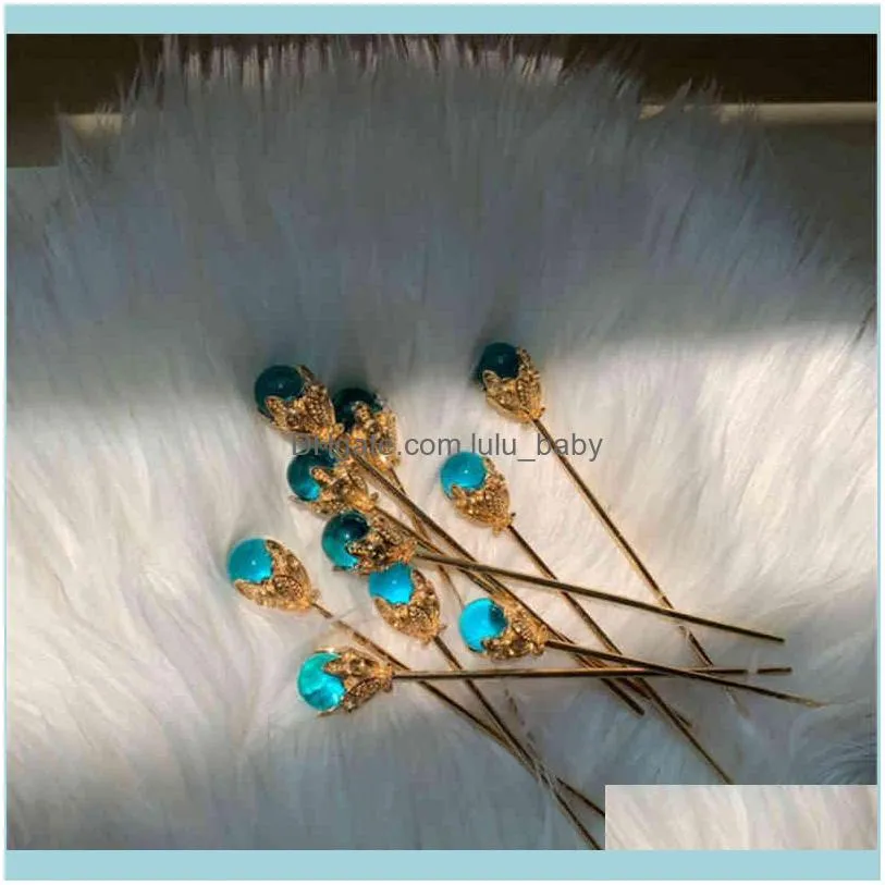 1Pcs Blue Claw Direct Pearl Plate pin Red White Bridal Headdress Hair Sticks Jewelry Ornaments Chinese Ancient Style