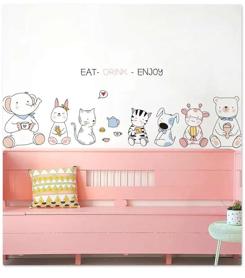 HOT Nordic Cartoon Wall Stickers Adhesive Nursery Decals For Girls Kids ...