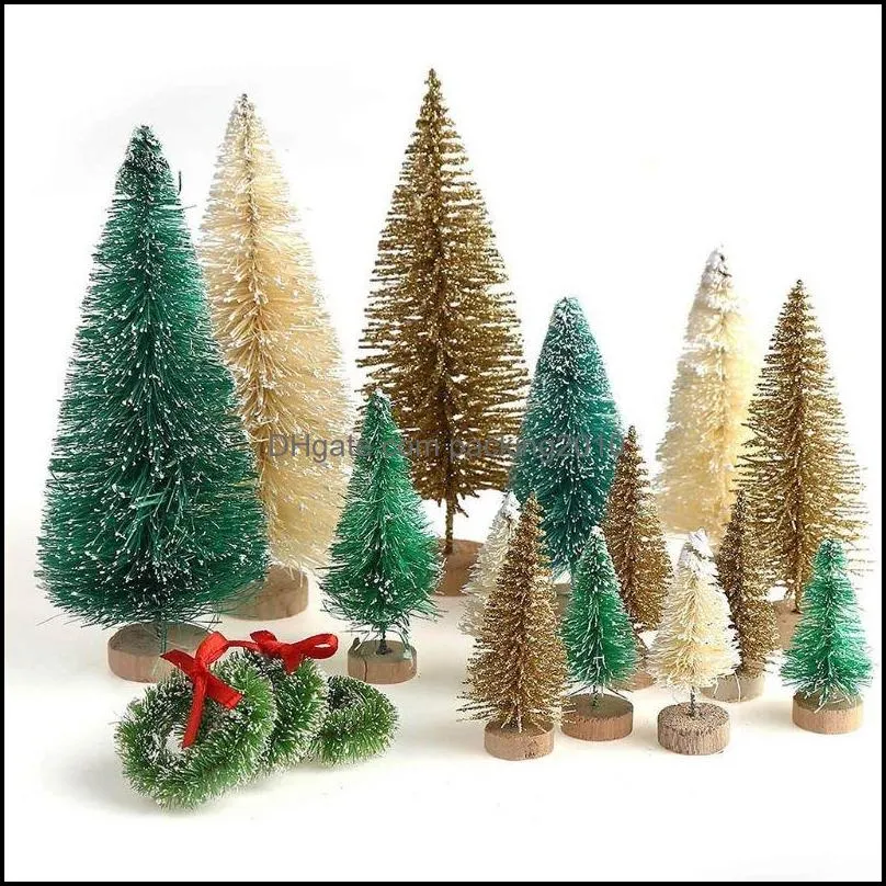 Christmas Decorations 30 Pieces Miniature Sisal Frosted Trees Bottle Brush Ornaments