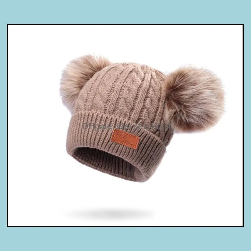 10 Styles New Winter Hats Boys Girls Knitted Beanies Thick Baby Cute Hair Ball Cap Infant Toddler Warm Caps Boy Girl Pom Poms Hat