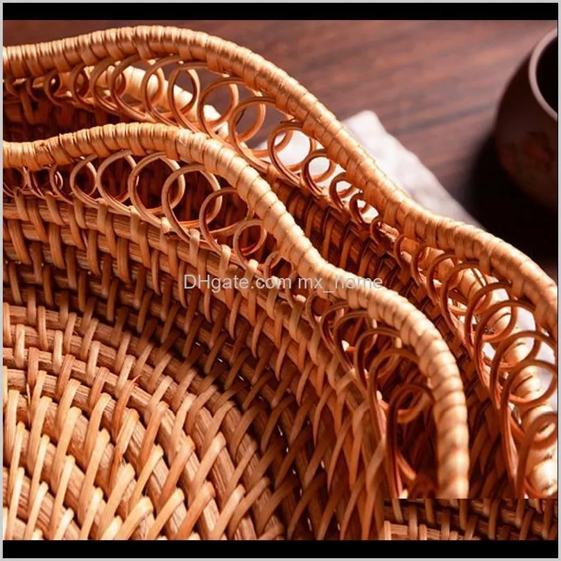 handmade wicker woven storage basket restaurant bread fruit vegetables serving display baskets