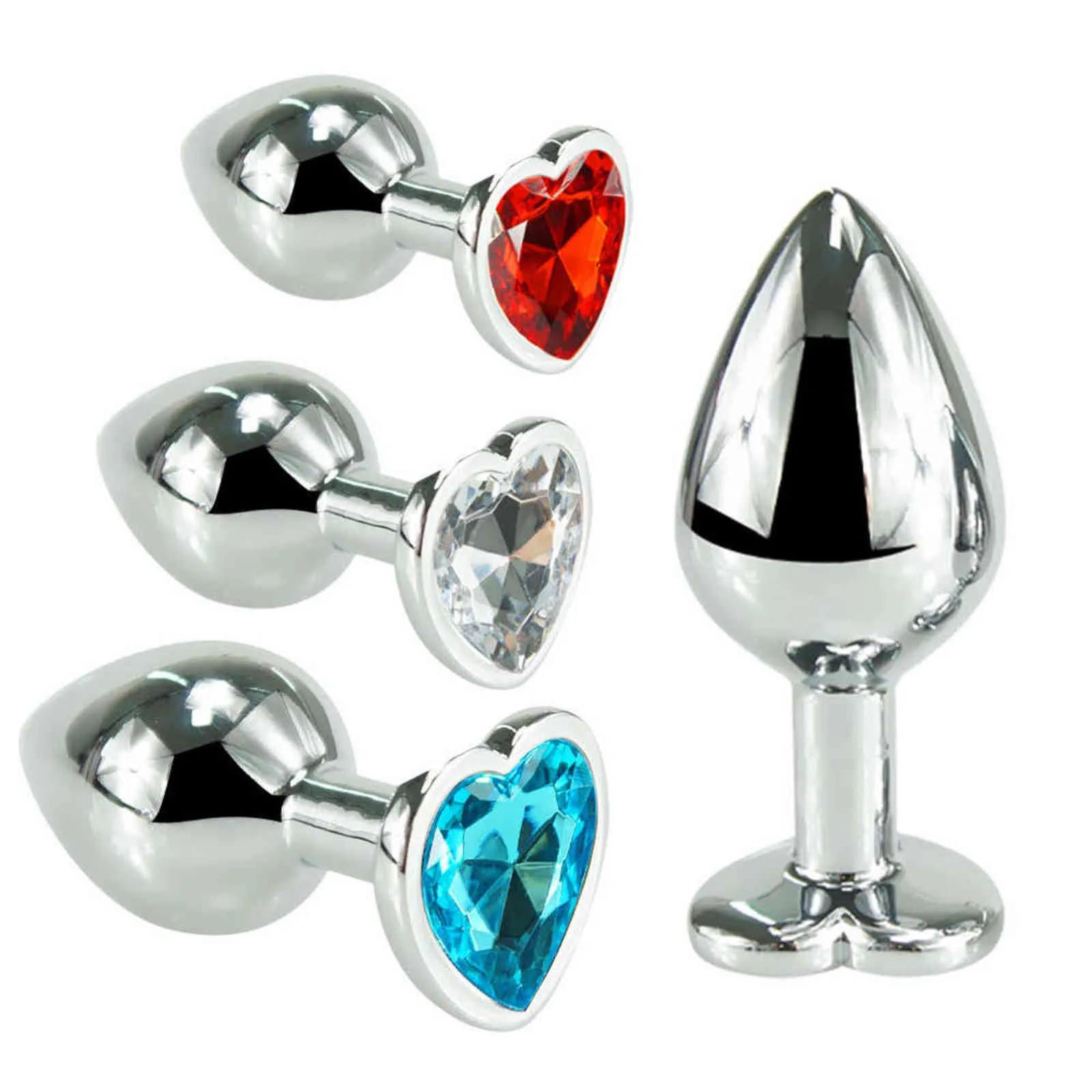 Nxy Sex Anal Heart Stainless Smooth Steel Crystal Plug for Couple Butt Stimulator Toys Metal Ball Massager Dil_voghion.com
