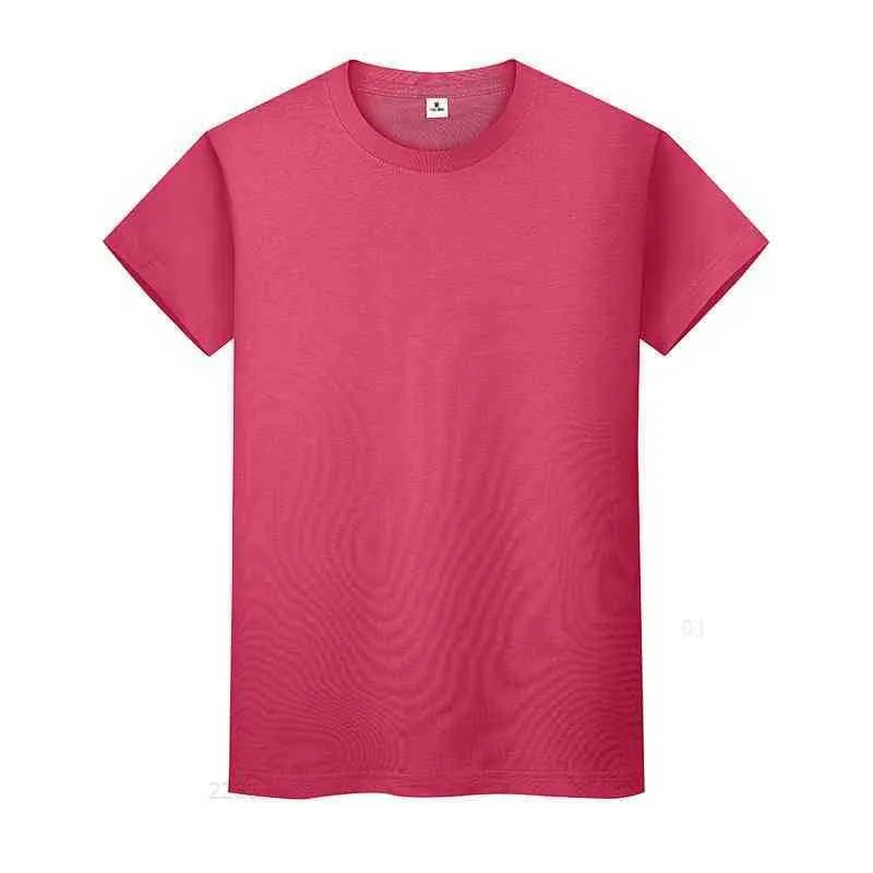 새로운 둥근 목 솔리드 컬러 티셔츠 여름 코튼 바닥 셔츠 반팔 망 및 여성 반 슬리브 7x0